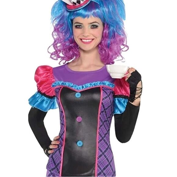 Storybook Mad Hatter Long Sleeve Costume Top Adult S/M Up to Size 8 Cosplay New - Picture 1 of 4